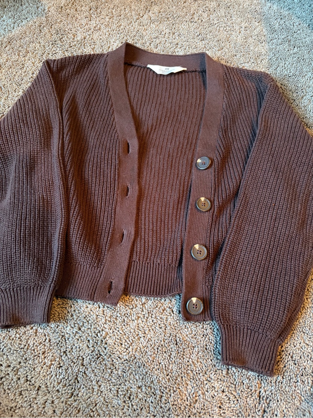 H&M Brown Ribbed Button Cardigan Sweater - Picture 3 of 3
